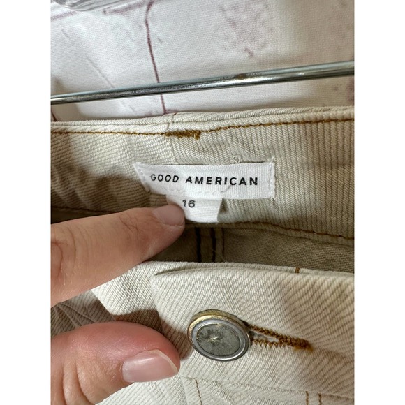 NEW Good American Good 90's Icon Straight Jeans Bone001 Women Plus Size 16 Beige - Picture 4 of 9